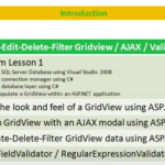 Lesson 4 – Gridview Manipulation / AJAX Modal Popup / Field Validators Lesson 4 - Gridview Manipulation / AJAX Modal Popup / Field Validators