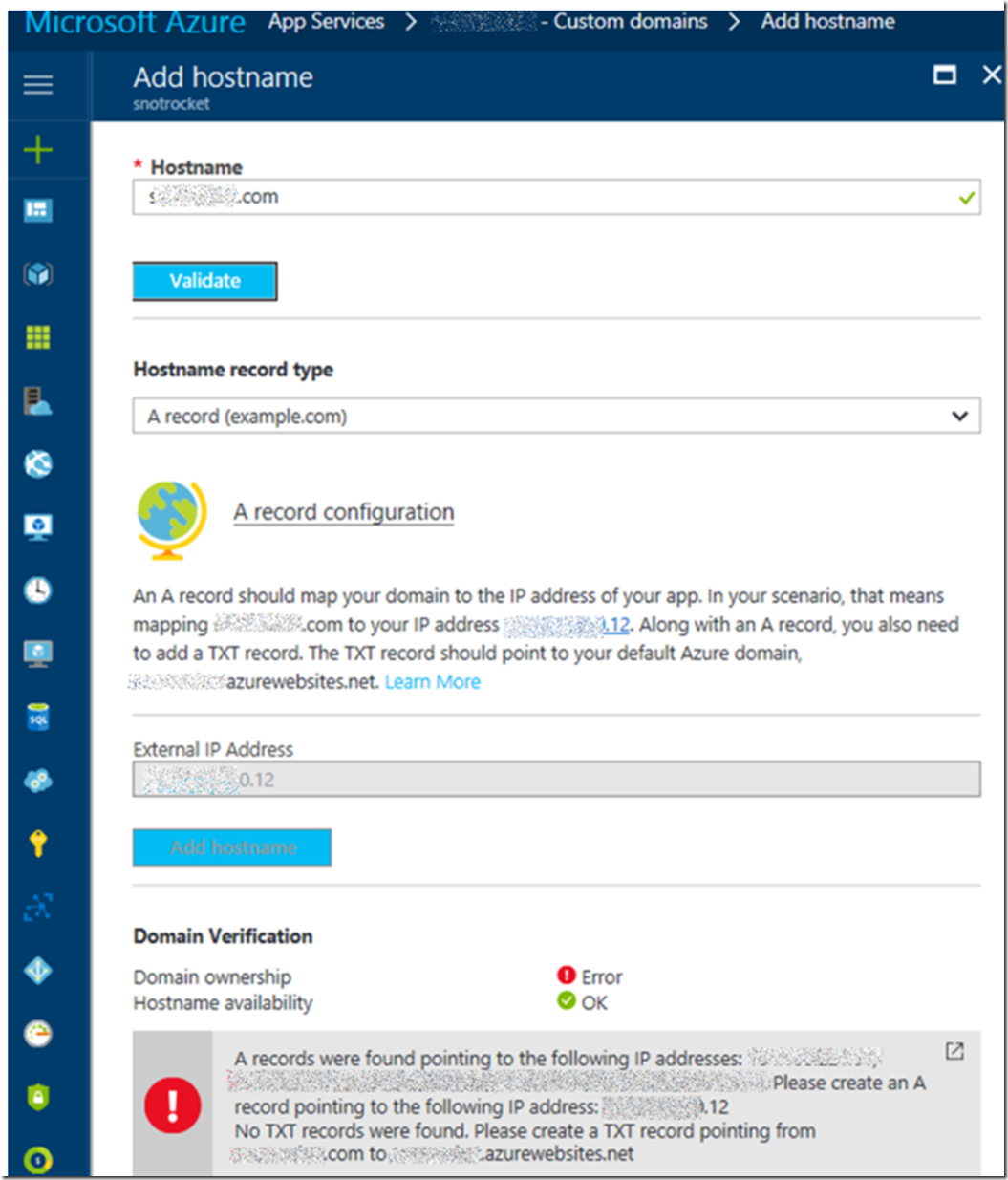 Map Custom Domain To Azure App Service 